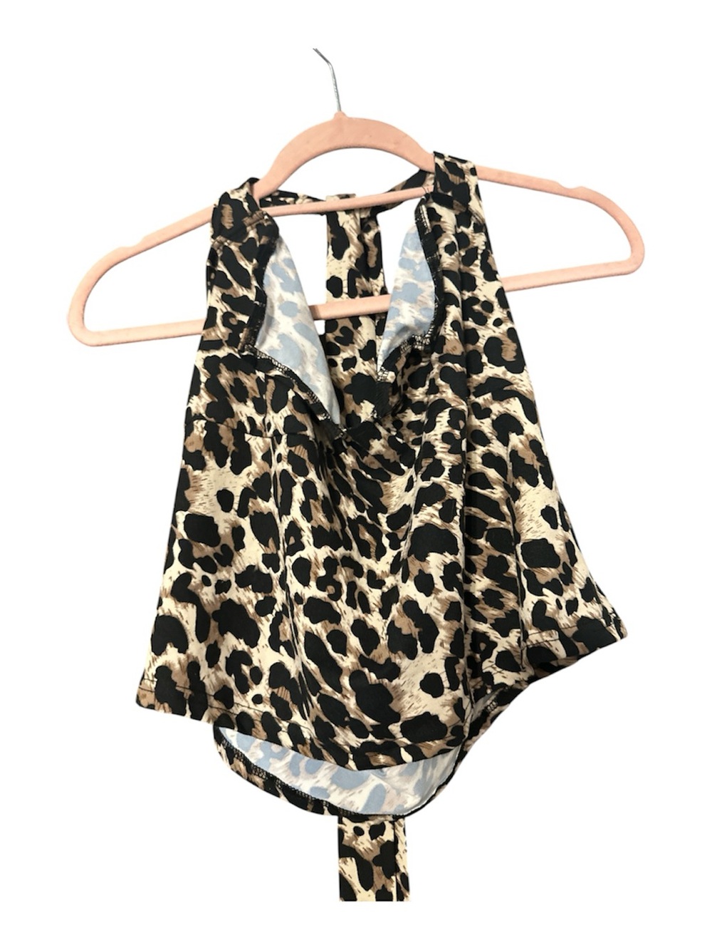 NWT SHEIN Leopard Halter Crop Top - Beige/Black two x poly spandex soft
